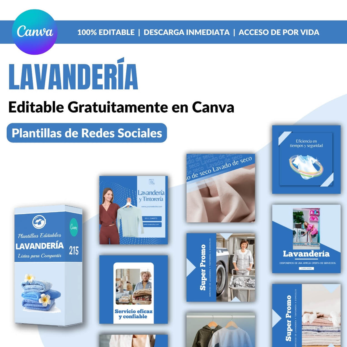Lavandería Plantillas de Redes Sociales 100% Editable
