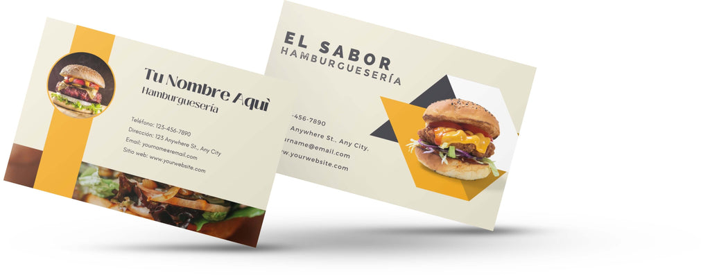 tarjetas de presentacion para hamburgueserías