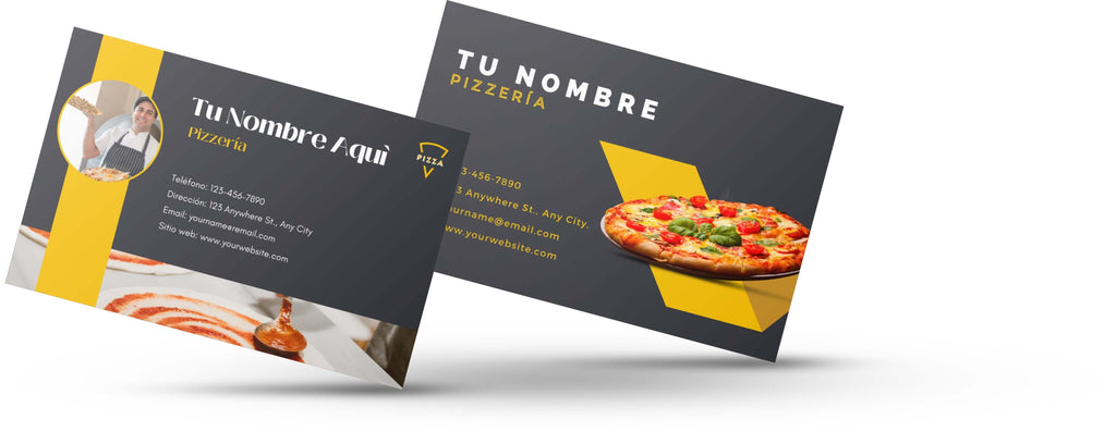 tarjetas de presentación para pizzerías